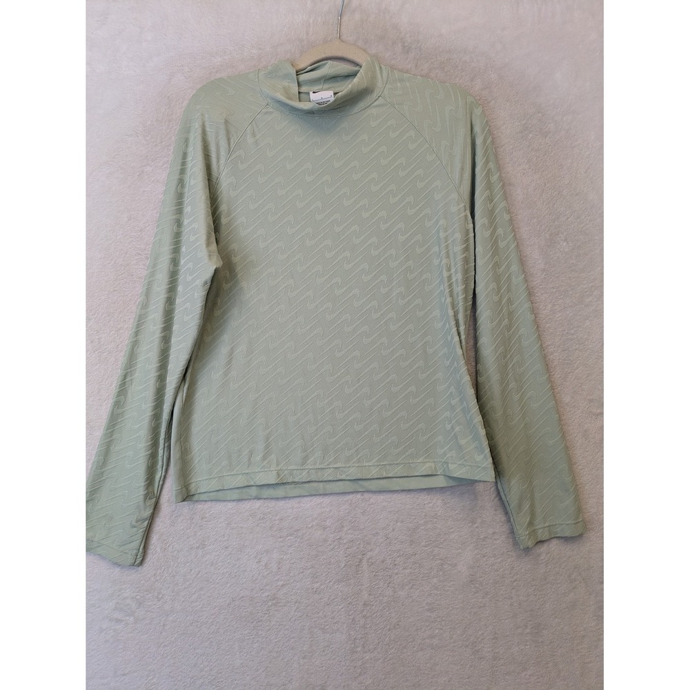 Nike Mock Neck Top Women's Large Sage Green Monogram Swoosh Long Sleeve